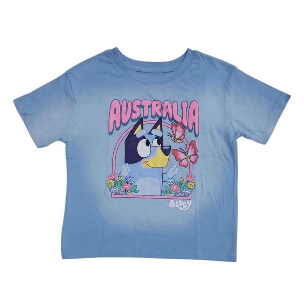 Character Kids Girls Crewneck Vintage Short Sleeve Graphic Tee - Bluey